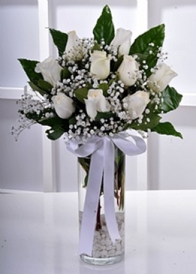 Vazoda 9 Beyaz Gül-Vg125