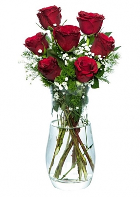 Vazoda 7 Kırmızı Gül-Vg128