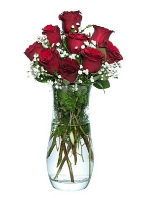 Vazoda 9 Kırmızı Gül-Vg126